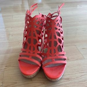 Womens size 8 coral wedge sandals